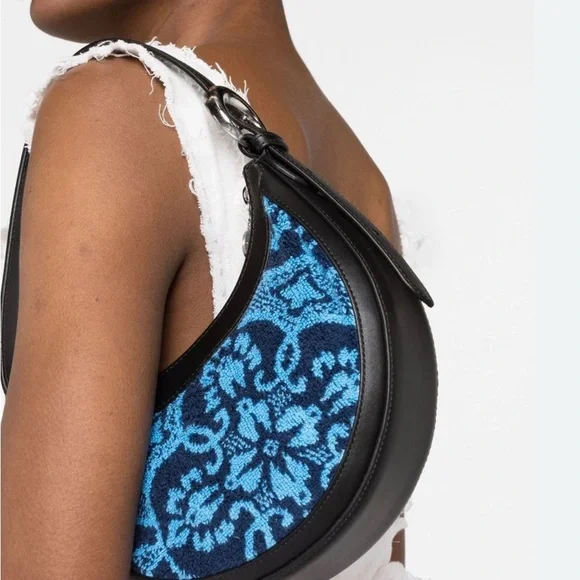 Marine Serre Black and Blue Patterned Women's Bag